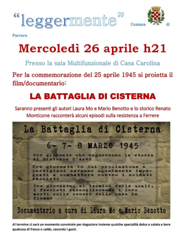 "La Battaglia di Cisterna" - Proiezione docu-film